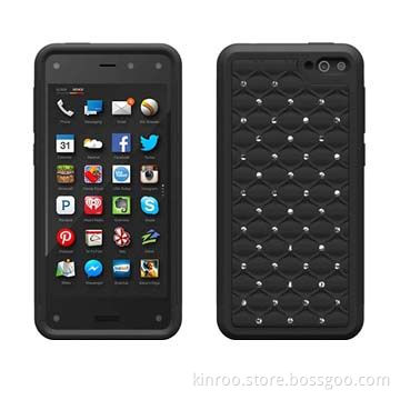 Rugged Silicone and PC Stand Case for Amazon Fire phone with Fake Crystal
